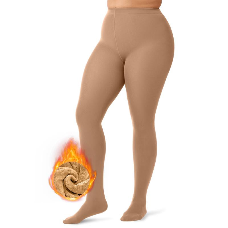 OEAK Women Fleece Lined Leggings Sheer Fake Translucent Pantyhose Thermal High Waisted Footed Opaque Tights